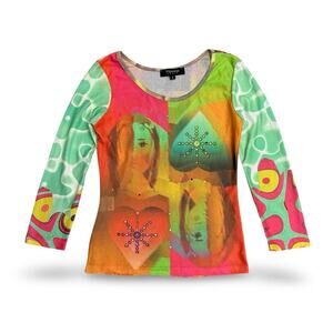 Vintage Fripone Paris Y2K Abstract Portraits Top